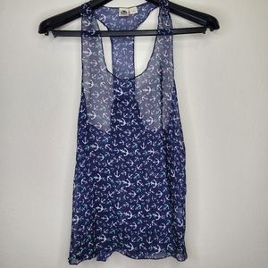 Lagaci Sheer Nautical Top, Size L